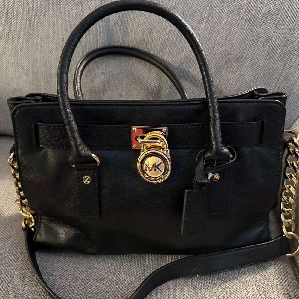 Michael Kors Black Satchel with Gold Accents